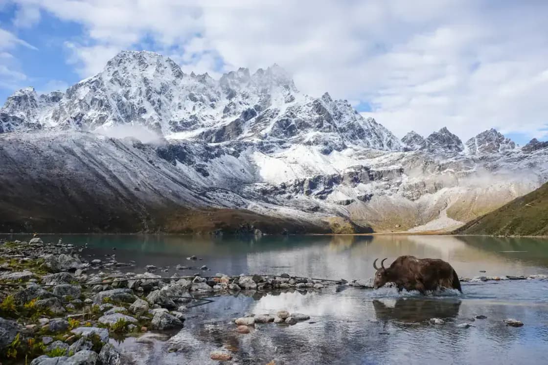 Gokyo Lakes trekking route in the Everest Region Nepal for Mountain Region destination card