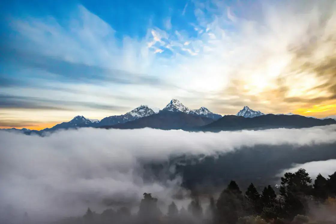 Poon Hill sunrise trekking viewpoint in Nepal for Poon Hill Trek trekking destination