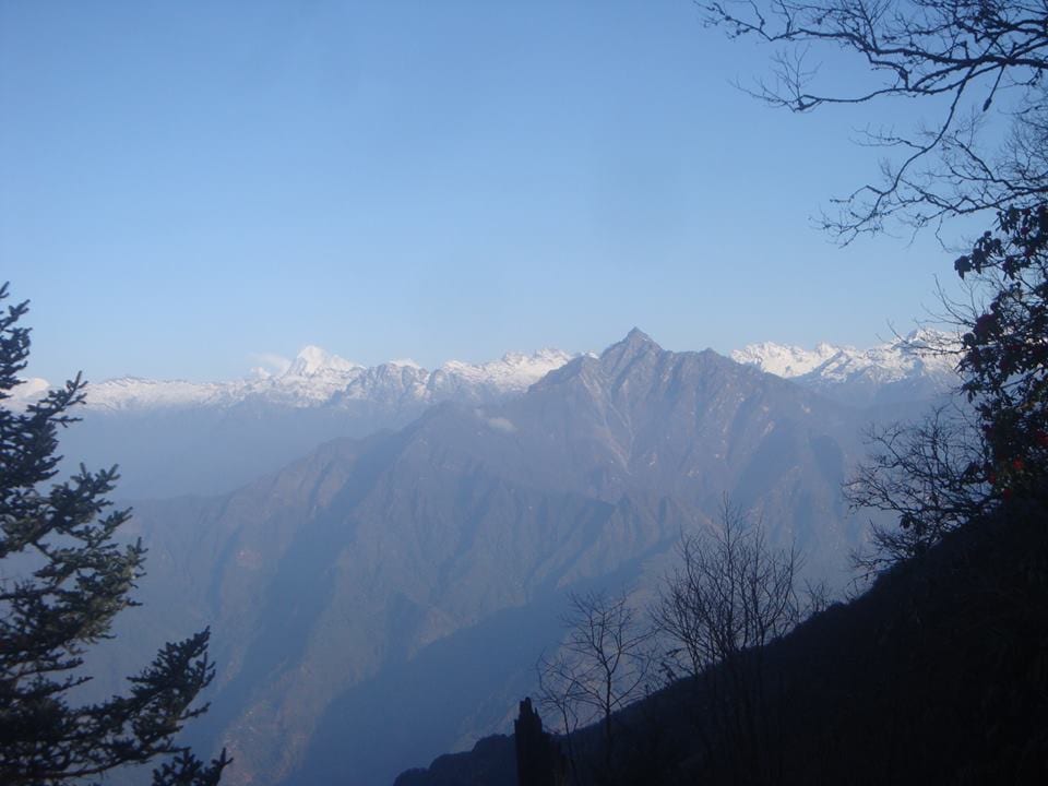 Kanchenjunga Conservation Area mountain range seen from a Nepal trekking route