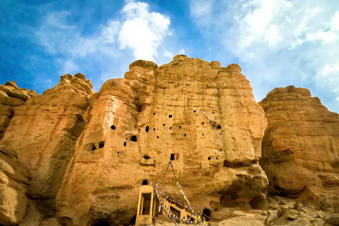 Mustang high desert cave landscape in Nepal